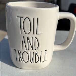 Rae Dunn NWT TOIL AND TROUBLE double sided mug with cauldron